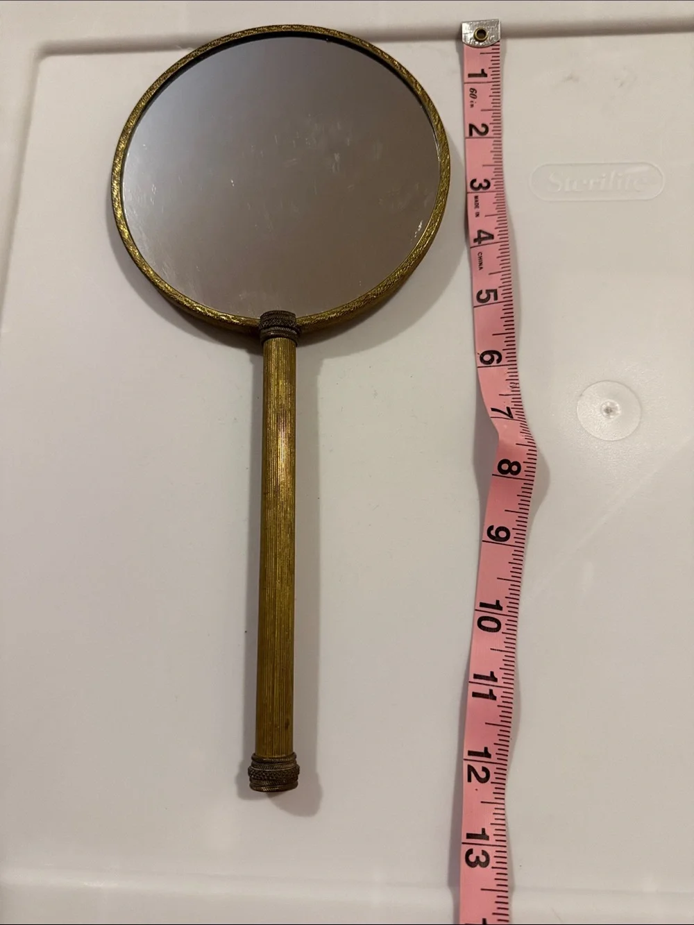 Gold Handheld Round Vanity Mirror by